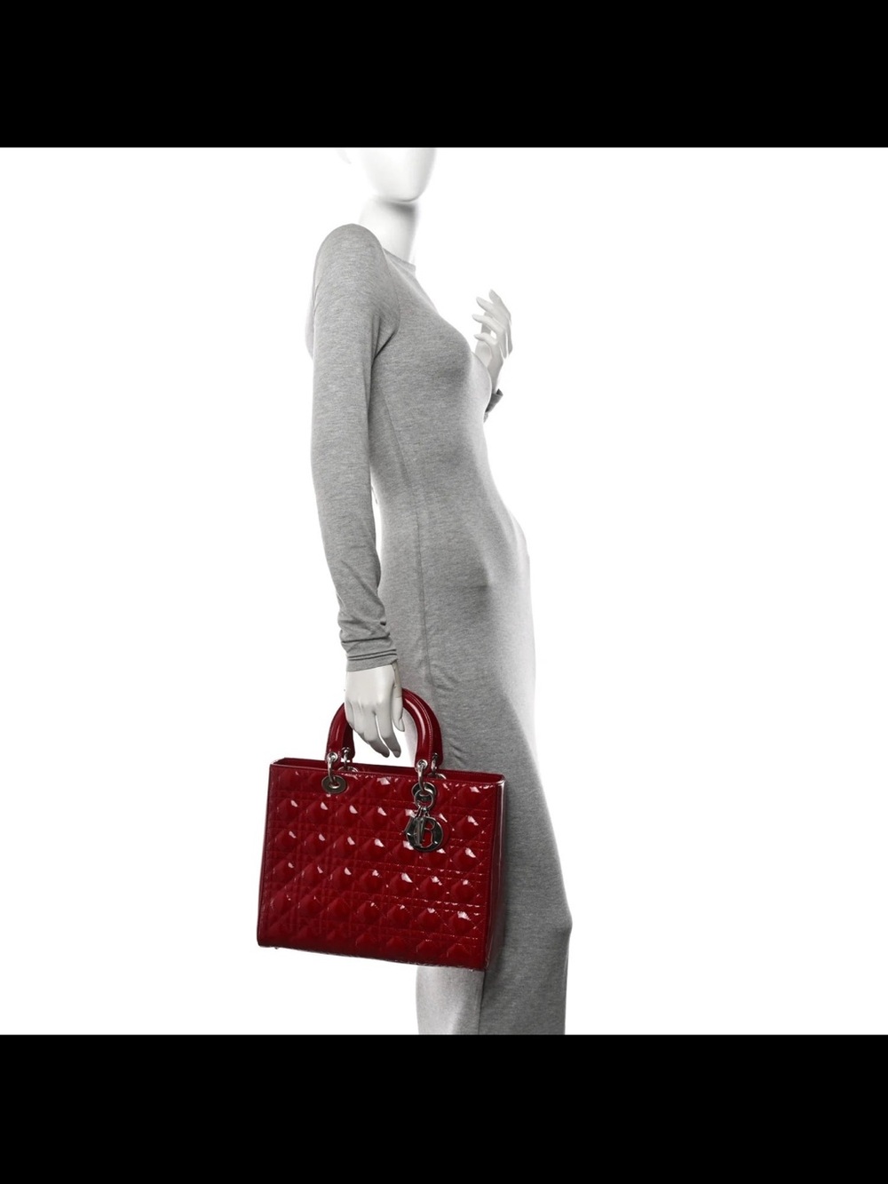 Dior Red Patent Cannage Leather Large Lady Dior - Picture 3 of 12